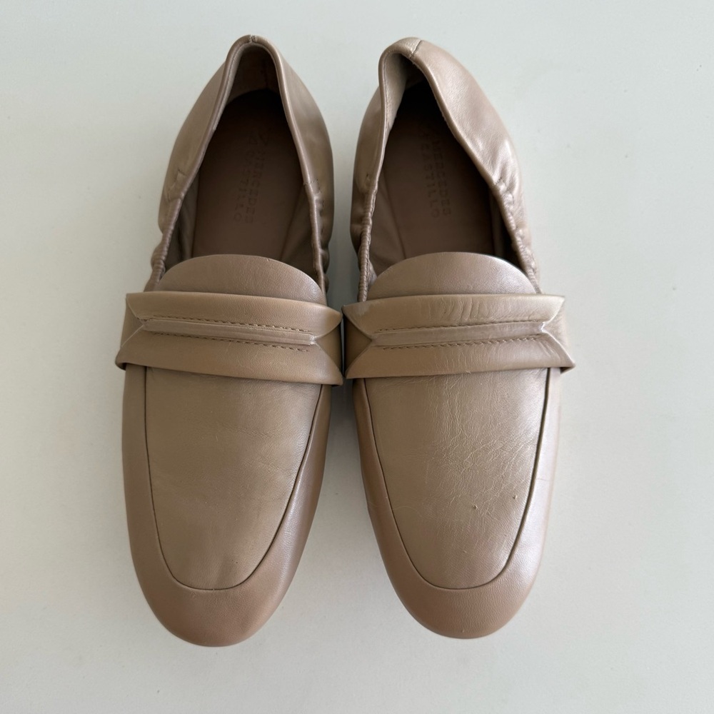Mercedes Castillo Taupe Leather Erin Flats Loafers